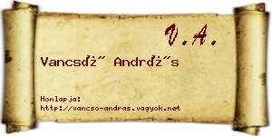 Vancsó András névjegykártya